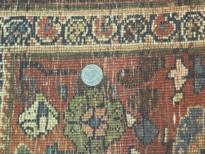 Persian Bidjar Rug 8x15 Navy Blue Herati Pattern Antique Collectors