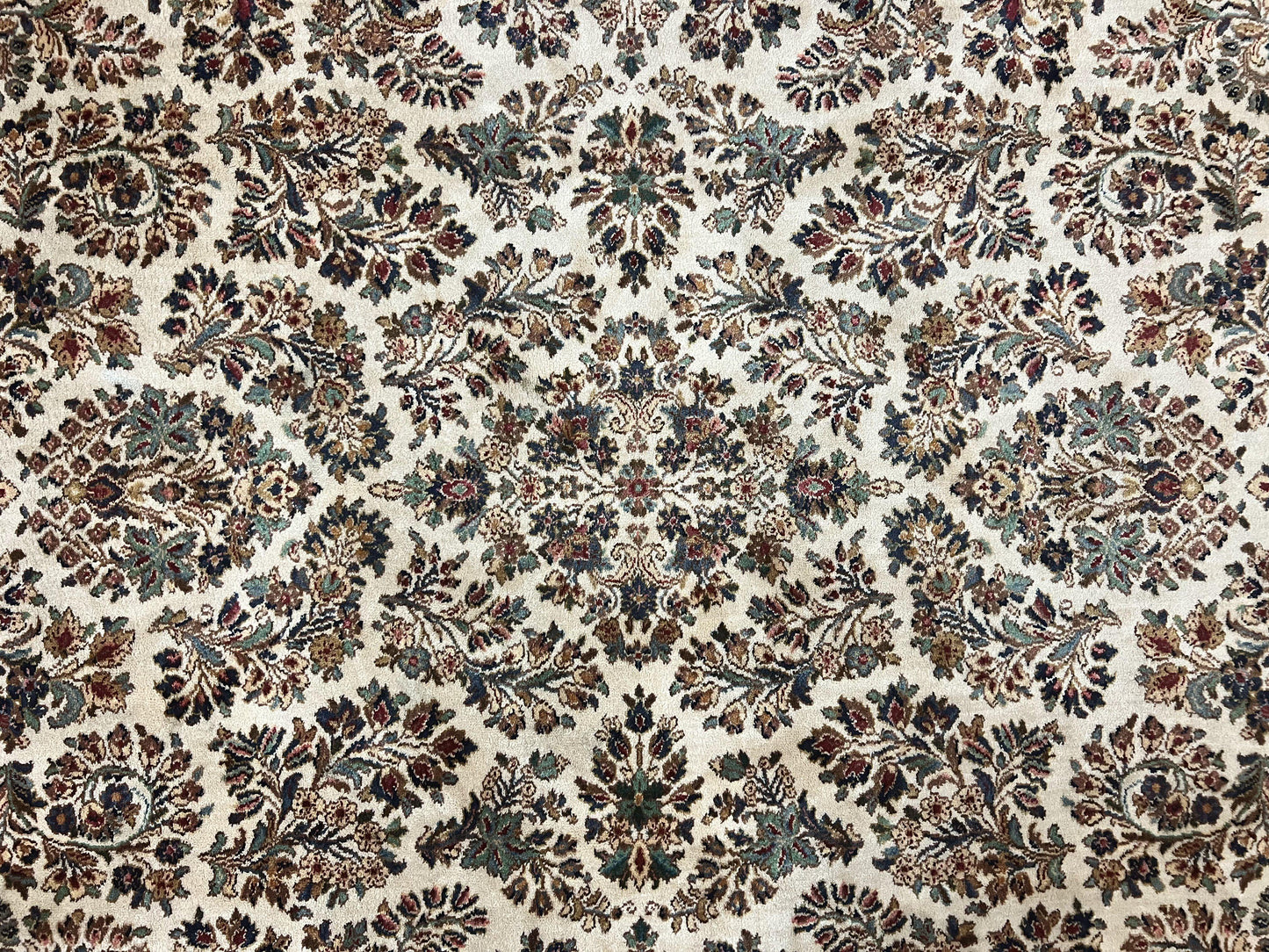 Karastan Rug 8' 8" x 12', Ivory Sarouk #760, Original Karastan Carpet 700 Series, Wool Karastan Area Rug, USA Made, Large Karastan w/ Label