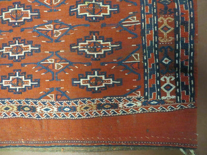 Antique Yamud Turkoman Handmade Rug Pillow Cover Diamond Flat Weave 32x44