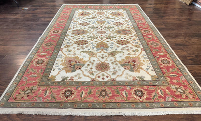 Flatweave Soumak Rug 6x9 Wool Handmade Floral Ivory Nourison