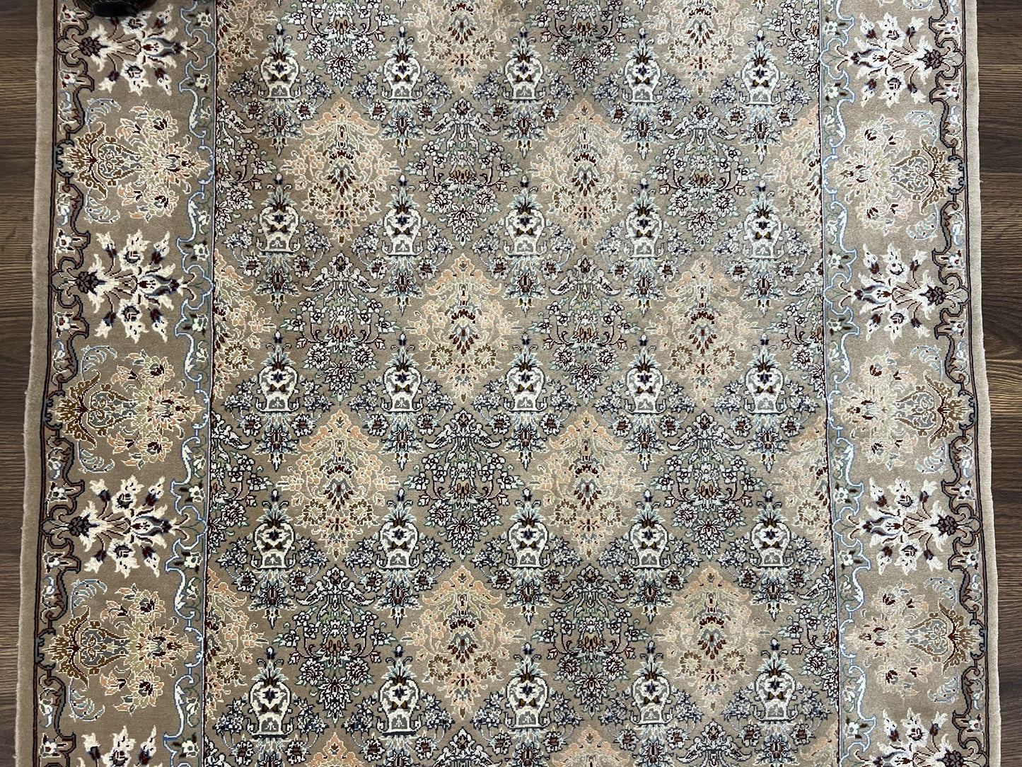 Persian Isfahan Rug 3x5 Hand Knotted Kork Wool On Silk Foundation Taupe Floral