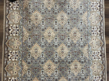 Persian Isfahan Rug 3x5 Hand Knotted Kork Wool On Silk Foundation Taupe Floral