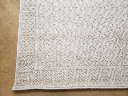Karastan Chaumiere Rug 3x5 Creme Textured Squares II Pattern Wool Blend