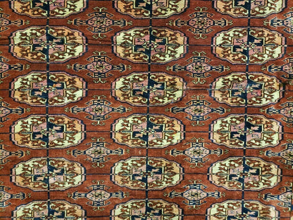 Antique Turkoman Bokhara Rug Balouch Handwoven Wool 47x46 Brick Red