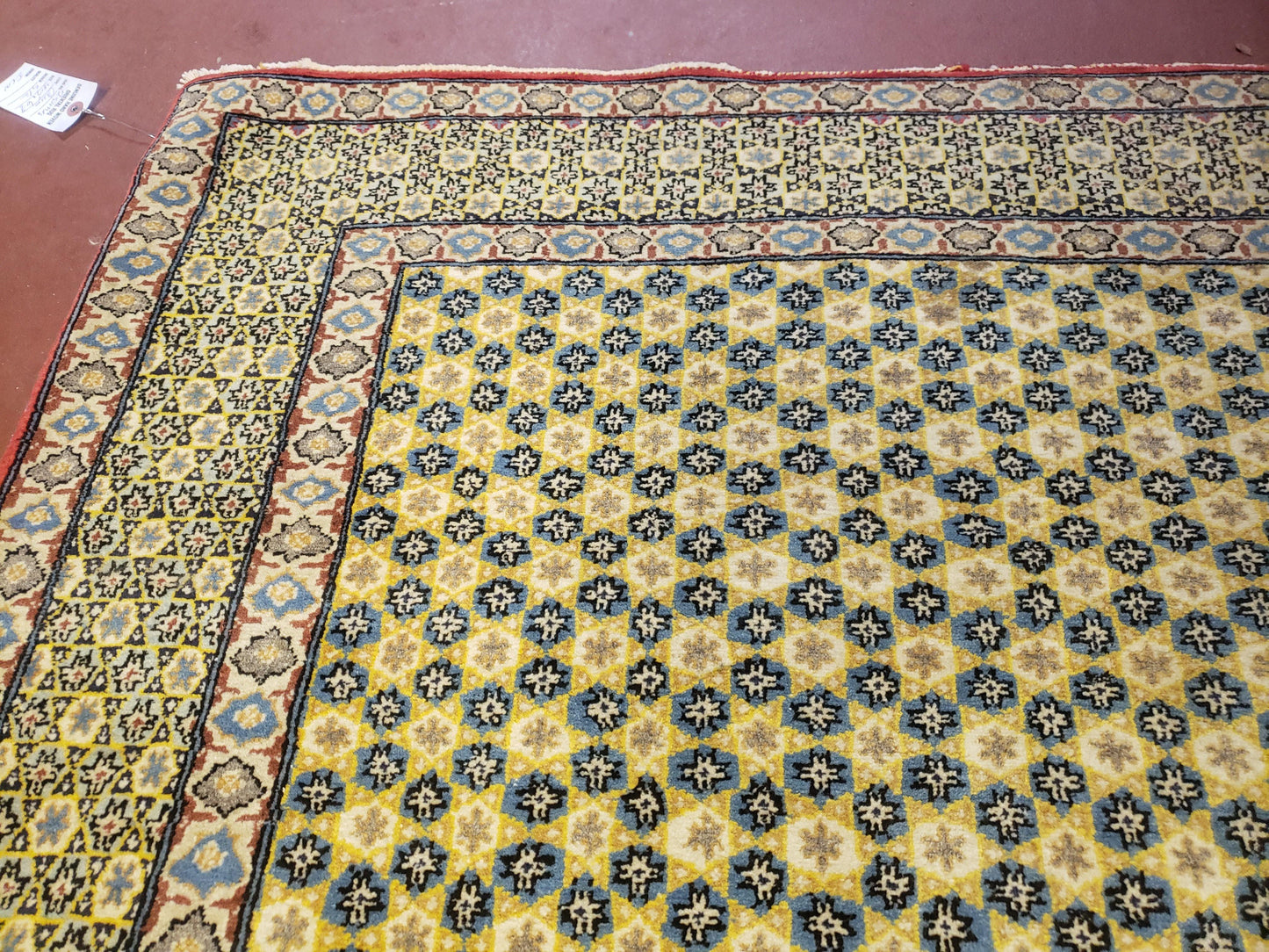 Star Of David Wool Rug Handmade Turkish Hand Knotted 5x7 Green Gold Area Rug