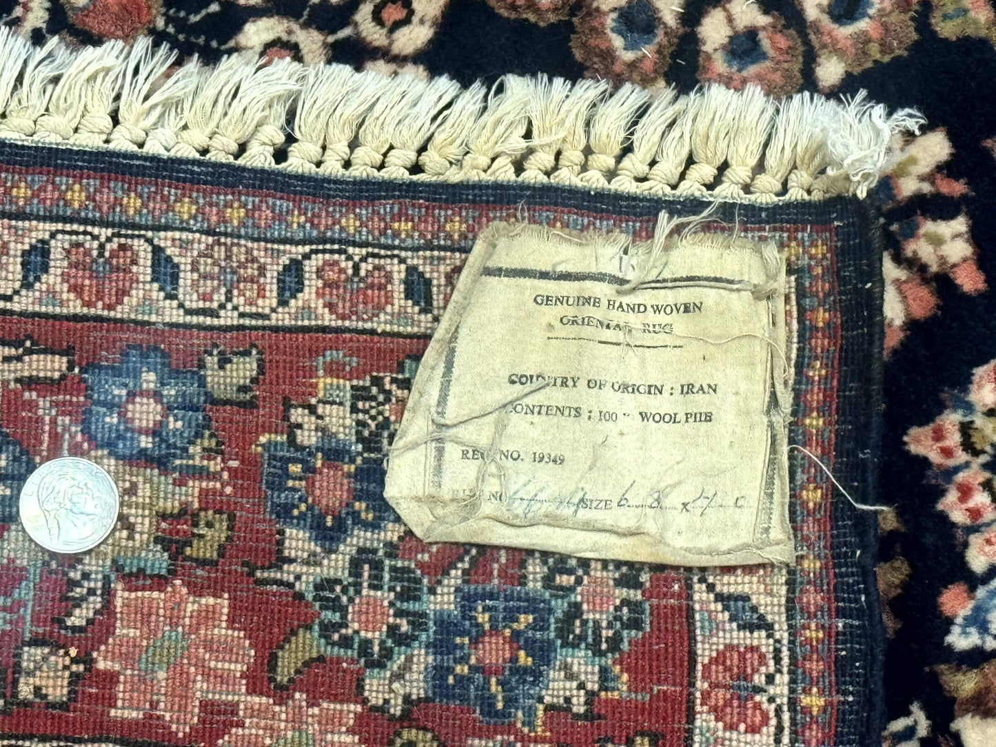 Navy Blue Persian Rug 4x6, Sarouk Mohajeran Carpet, Antique Persian Rug, Floral