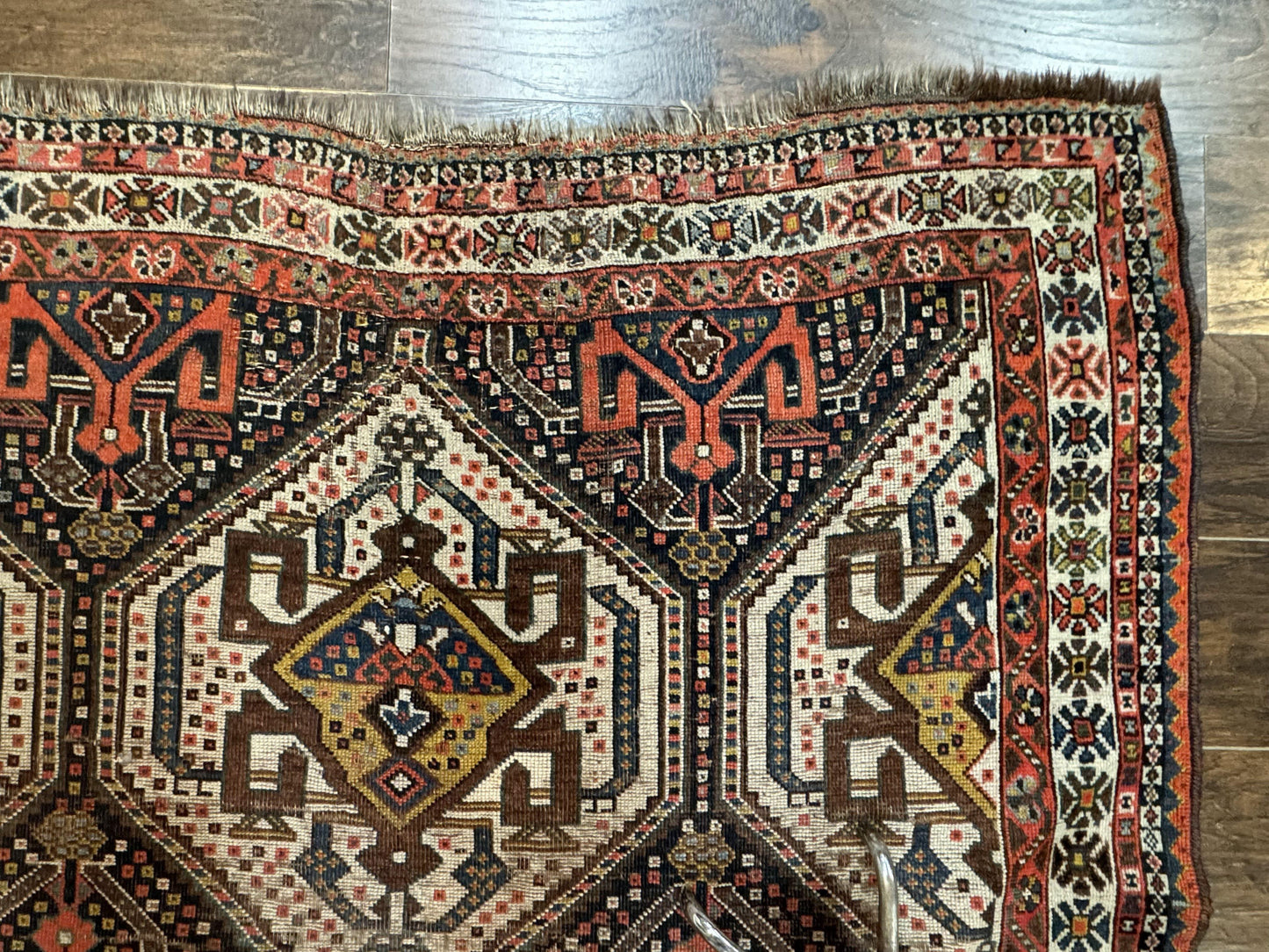 Antique Persian Qashqai Rug 5x8, Persian Tribal Rug, Khamseh Rug