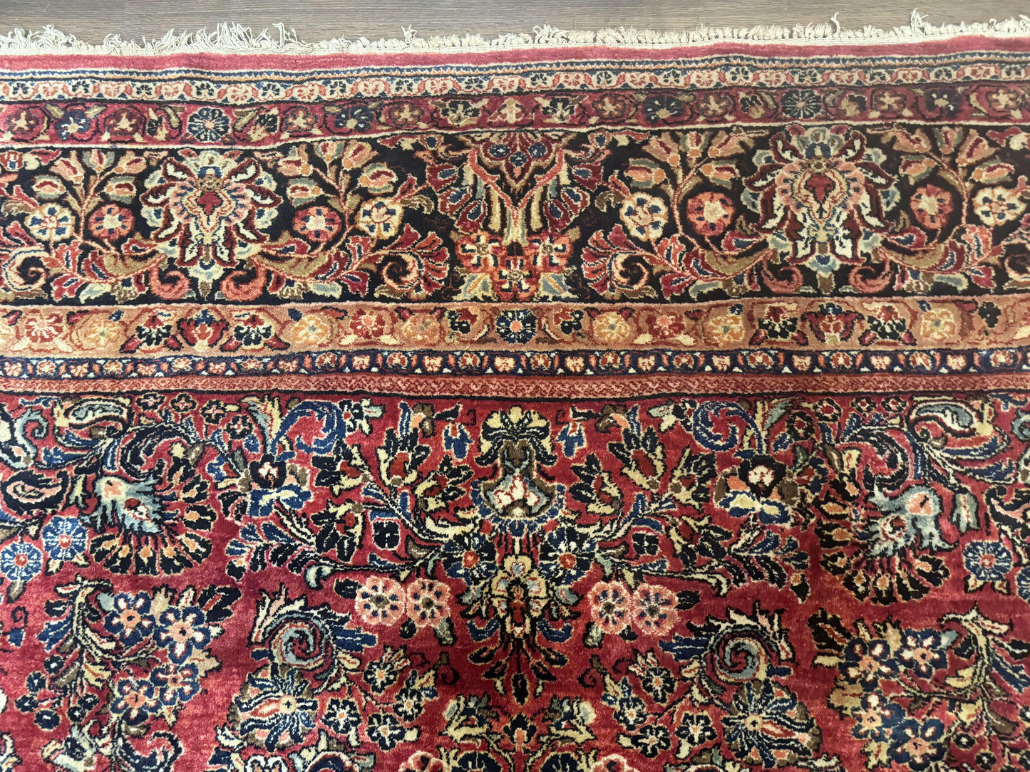 Persian Sarouk Rug 10x18 Extra Large Antique Wool Carpet Red Floral Handmade