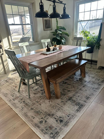 Glayden Modern Slanted Post Leg Table With Solid Wood Top Options