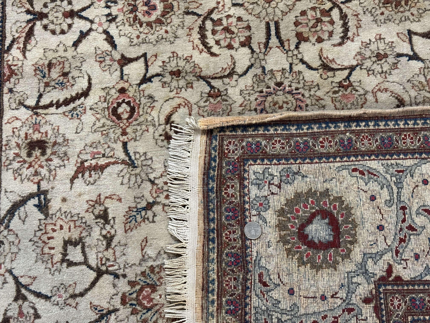 Persian Kashan Rug 5x7, Beige, Fine 250 KPSI