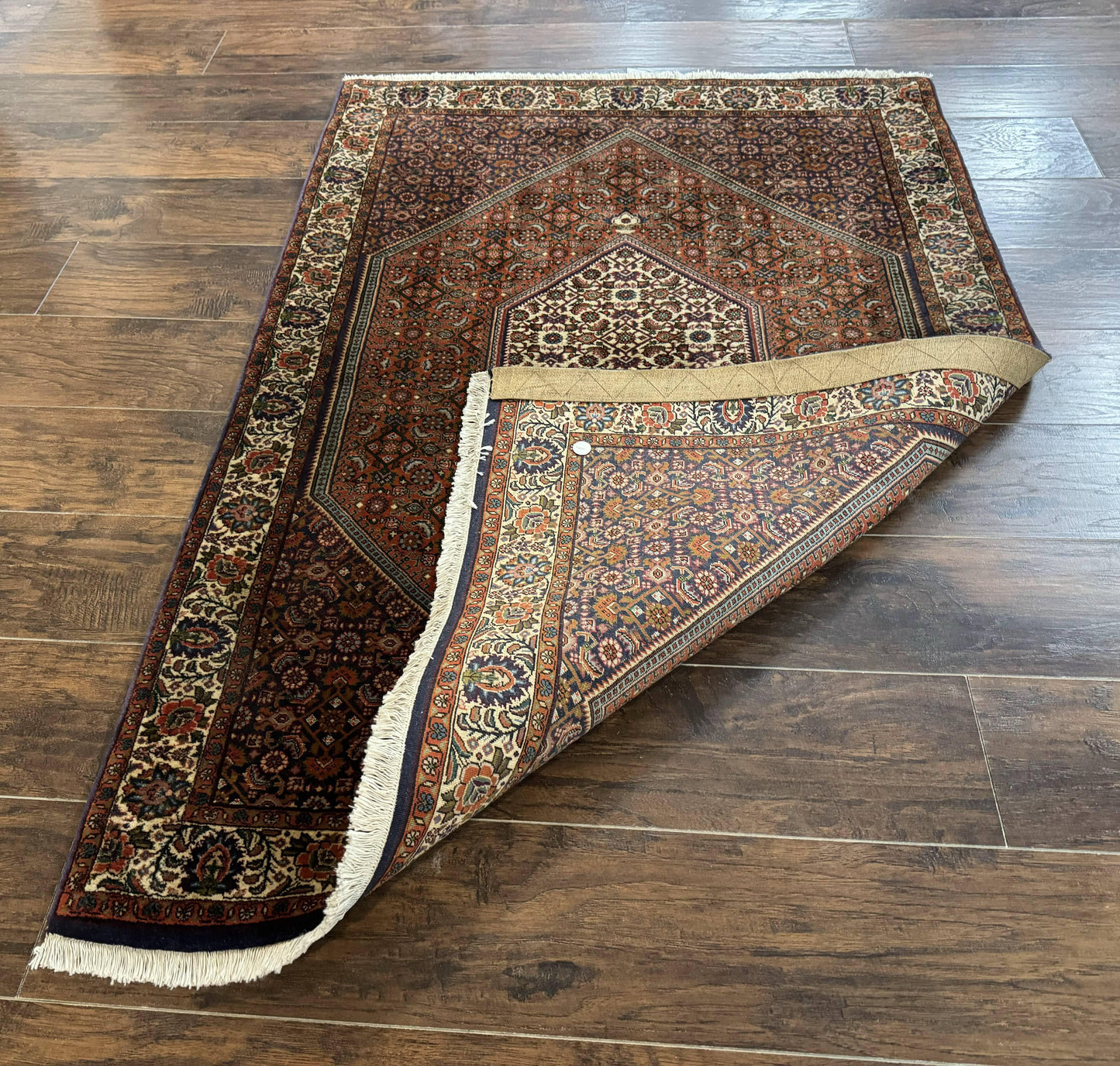 Persian Bidjar Rug 4x5 Hand Knotted Wool Herati Pattern Fine 290 KPSI