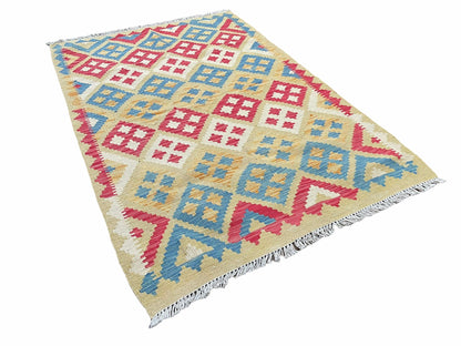 Kilim Rug 3x5 Multicolor Tribal Turkish Anatolian Wool Flatweave Area Rug