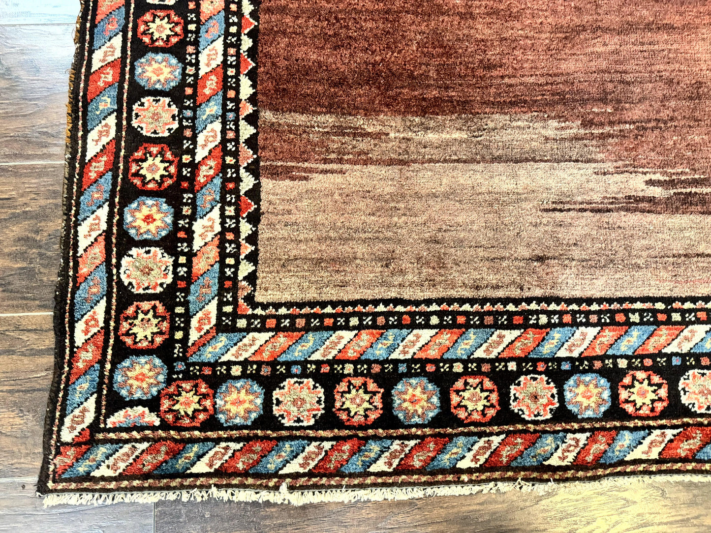 Antique Persian Rug 4x7 Handmade Sarab Tribal Wool Runner Open Field Rainbow Border