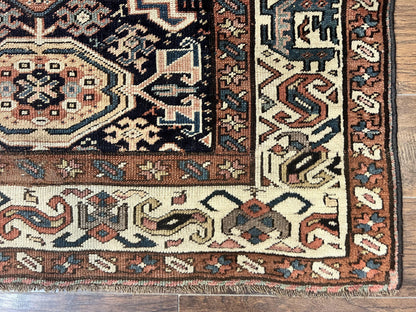 Antique Persian Tribal Runner Rug 4.6 x 9.8, Kurdish Runner, Rug for Hallway or Kitchen, 1920s Carpet, Wool Handmade Rug
