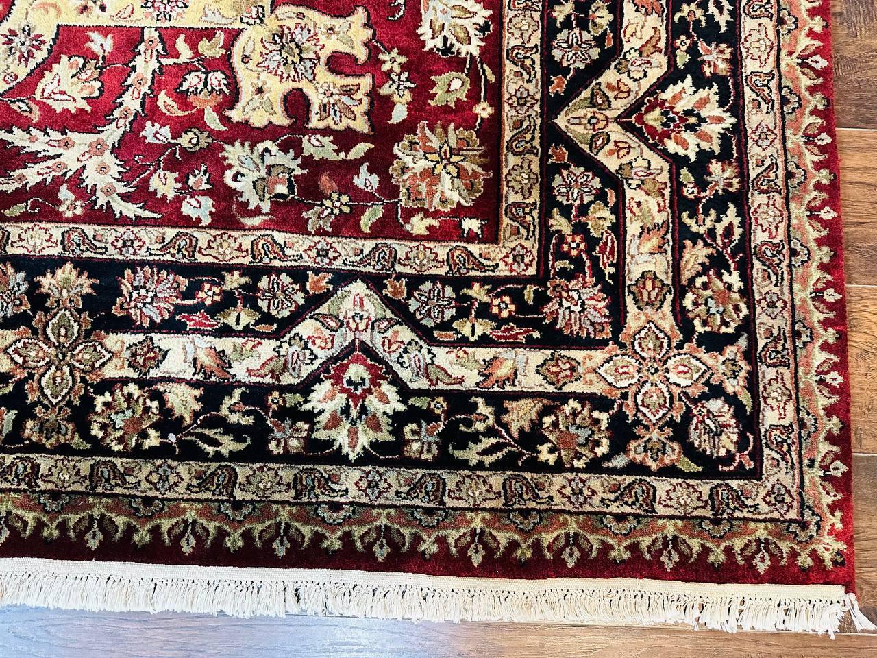 Indo Persian Rug 8x10 Red Vintage Wool Traditional Floral Handmade Carpet