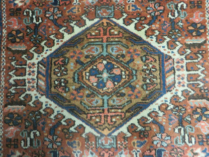Persian Karajeh Rug 5x6 Antique Geometric Medallion Hand Knotted Wool Carpet