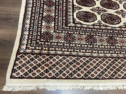 Pakistani Turkoman Rug 6x9 Hand Knotted Wool Oriental Carpet Yamud Bohemian Bokhara Rug