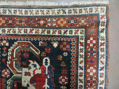 Antique Handmade Caucasian Wool Rug 3 Ft 7 In By 13 Ft 10 In Natural Dyes