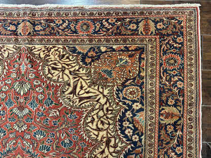 Turkish Kayseri Rug 6x10 Antique Hand-Knotted Wool Floral Medallion Oriental Carpet Red