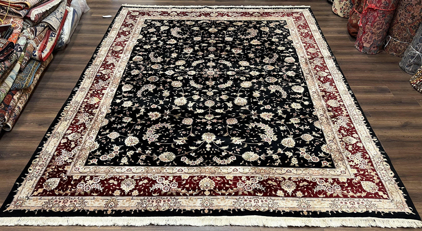 Sino Persian Rug 9x12 Hand Knotted Wool Silk Oriental Carpet Vintage Floral Pattern