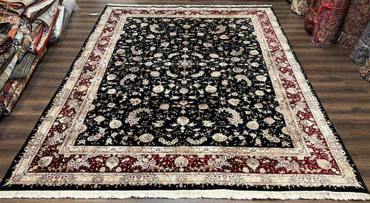 Sino Persian Rug 9x12 Hand Knotted Wool Silk Oriental Carpet Vintage Floral Pattern
