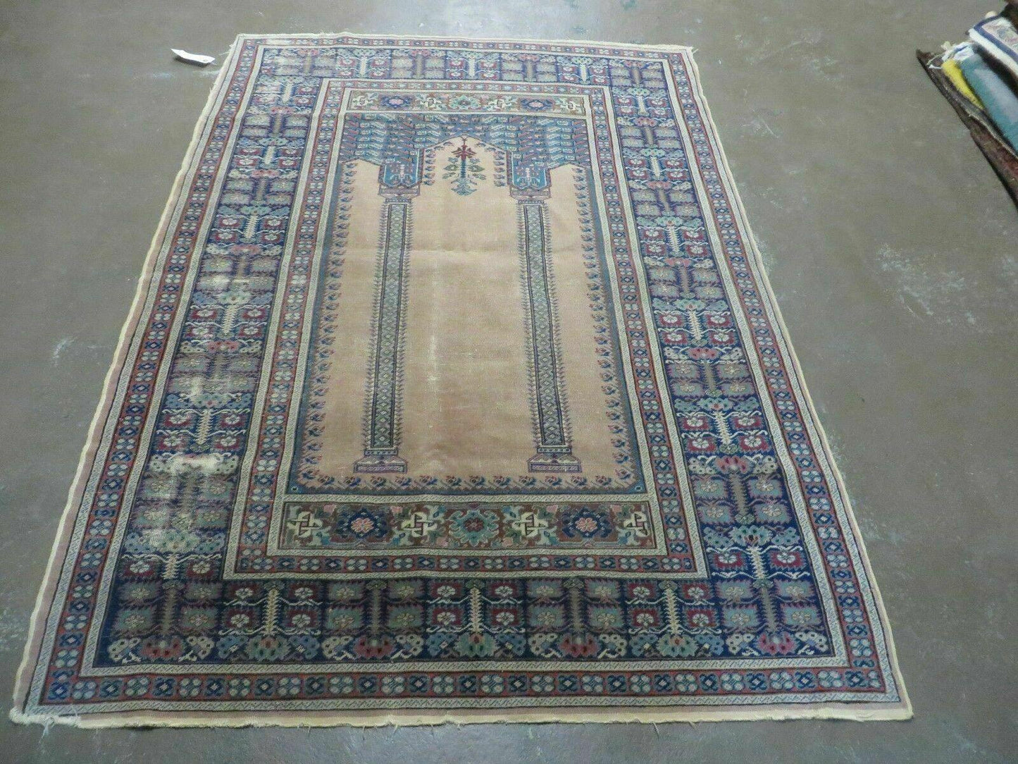 Antique Turkish Mehrab Rug Prayer Wool Handmade 47x67 Vintage Lantern Design