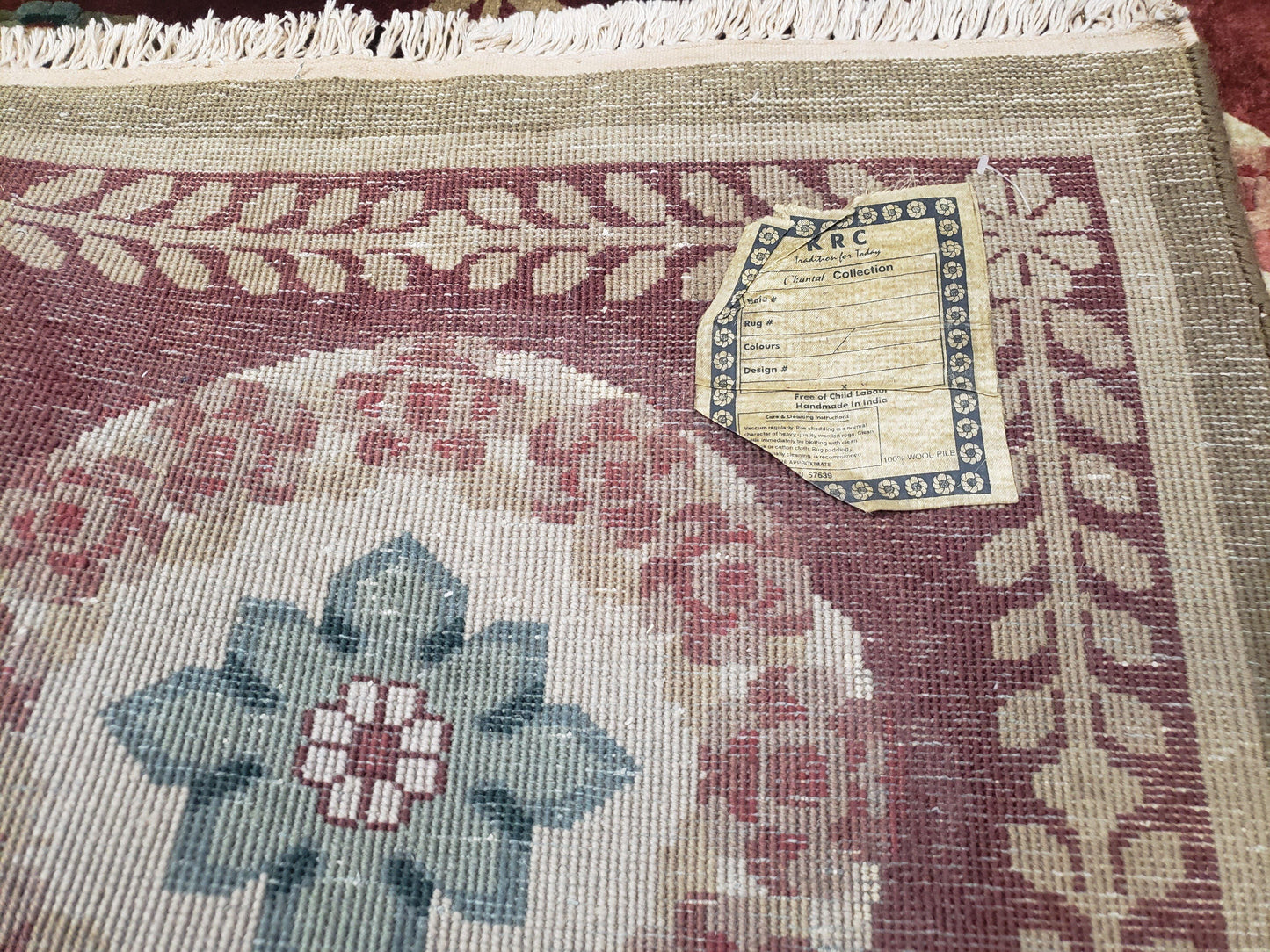 Aubusson Rug Nepalese Hand Knotted Wool 6x9 Red Ivory Area Rug For Office