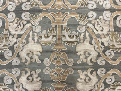 Spanish Wool Rug 11x14 Hand Knotted Vintage Floral Olive Green Beige European Design