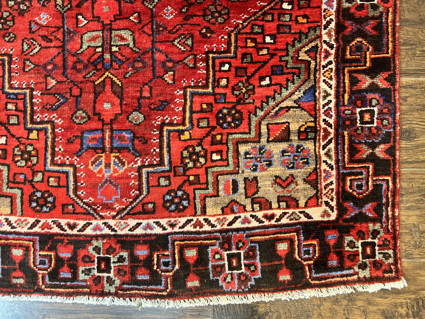 Antique Persian Tribal Wool Rug 4x7 Handmade With Geometric Medallion