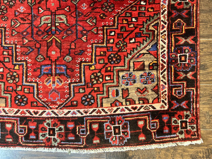 Antique Persian Tribal Wool Rug 4x7 Handmade With Geometric Medallion