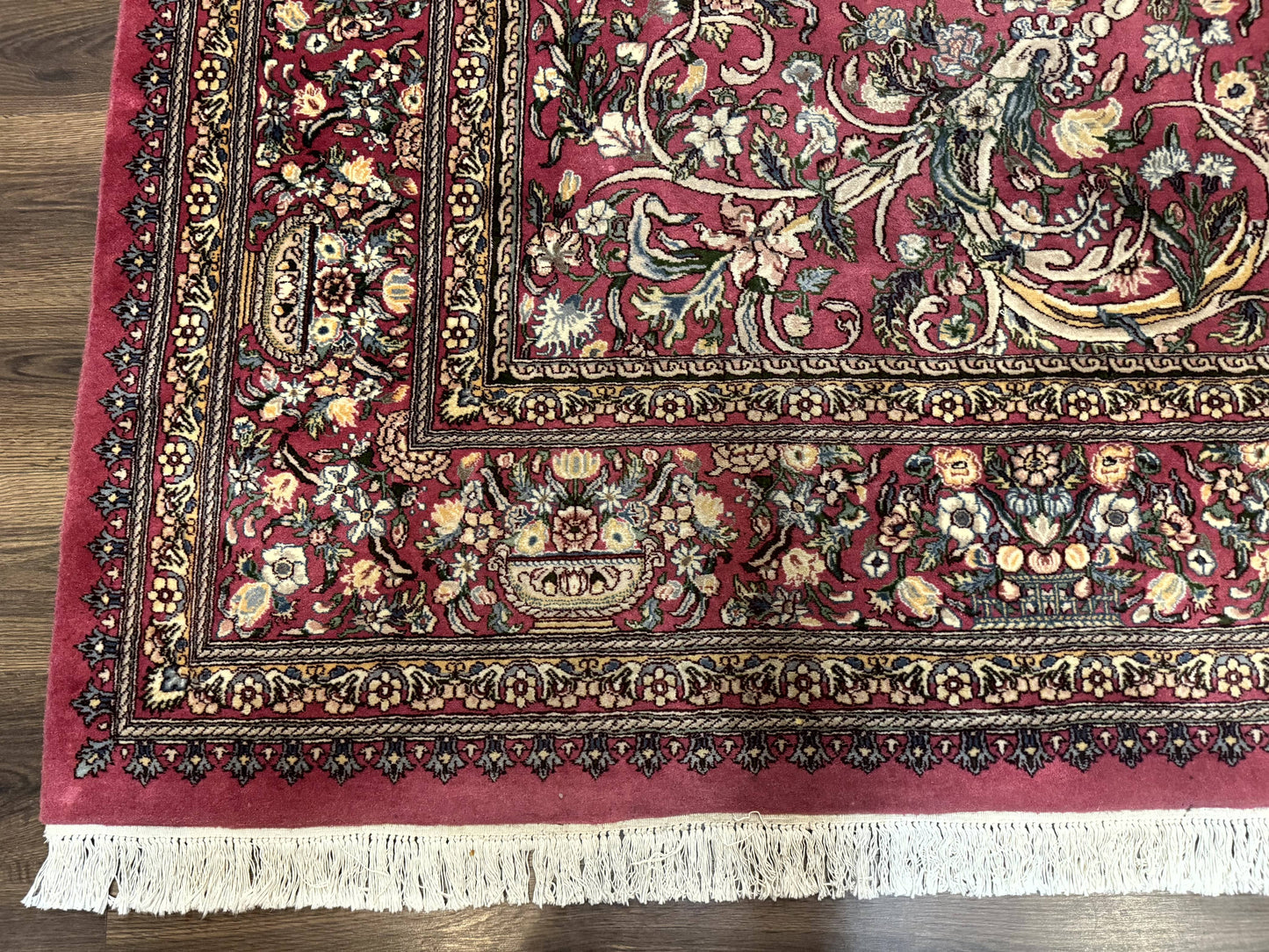 Sino Persian Rug 9x12 Hand Knotted Wool Floral Allover Rose Red 290 KPSI