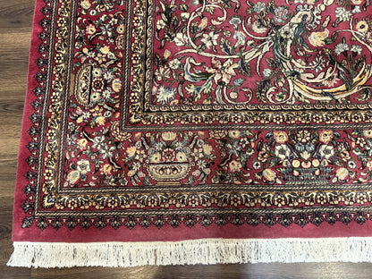 Sino Persian Rug 9x12 Hand Knotted Wool Floral Allover Rose Red 290 KPSI