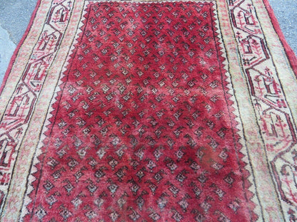 3'7"X 10' Antique Handmade India Oriental Paisley Wool Runner Rug Vegy # 31