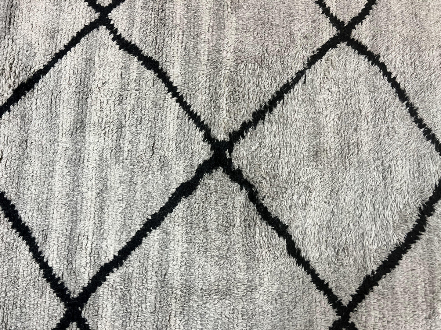 Shag Rug Handmade Modern 8x10 Gray And Black Wool Cotton Indian