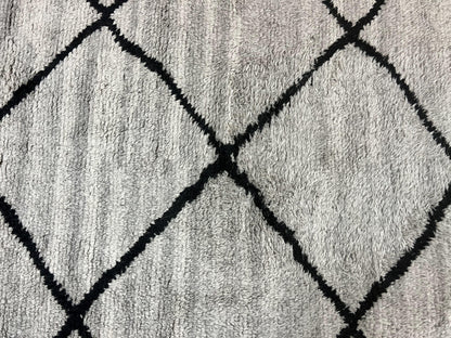 Shag Rug Handmade Modern 8x10 Gray And Black Wool Cotton Indian