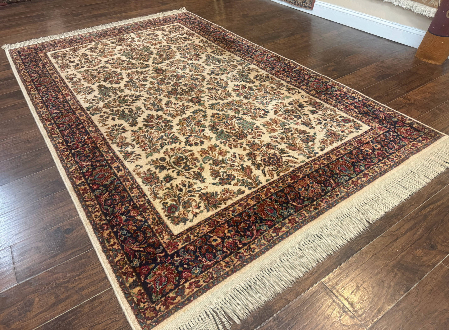 Karastan Rug 5.9 x 9, Ivory Sarouk #760, Wool Pile, Original 700 Series, Vintage