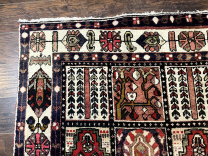 Persian Bakhtiari Tribal Rug 7x10 Hand Knotted Wool Panel Vintage Semi Antique