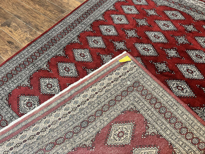 Pakistani Bokhara Rug 6x8 Handmade Wool Turkmen Carpet Vintage Red
