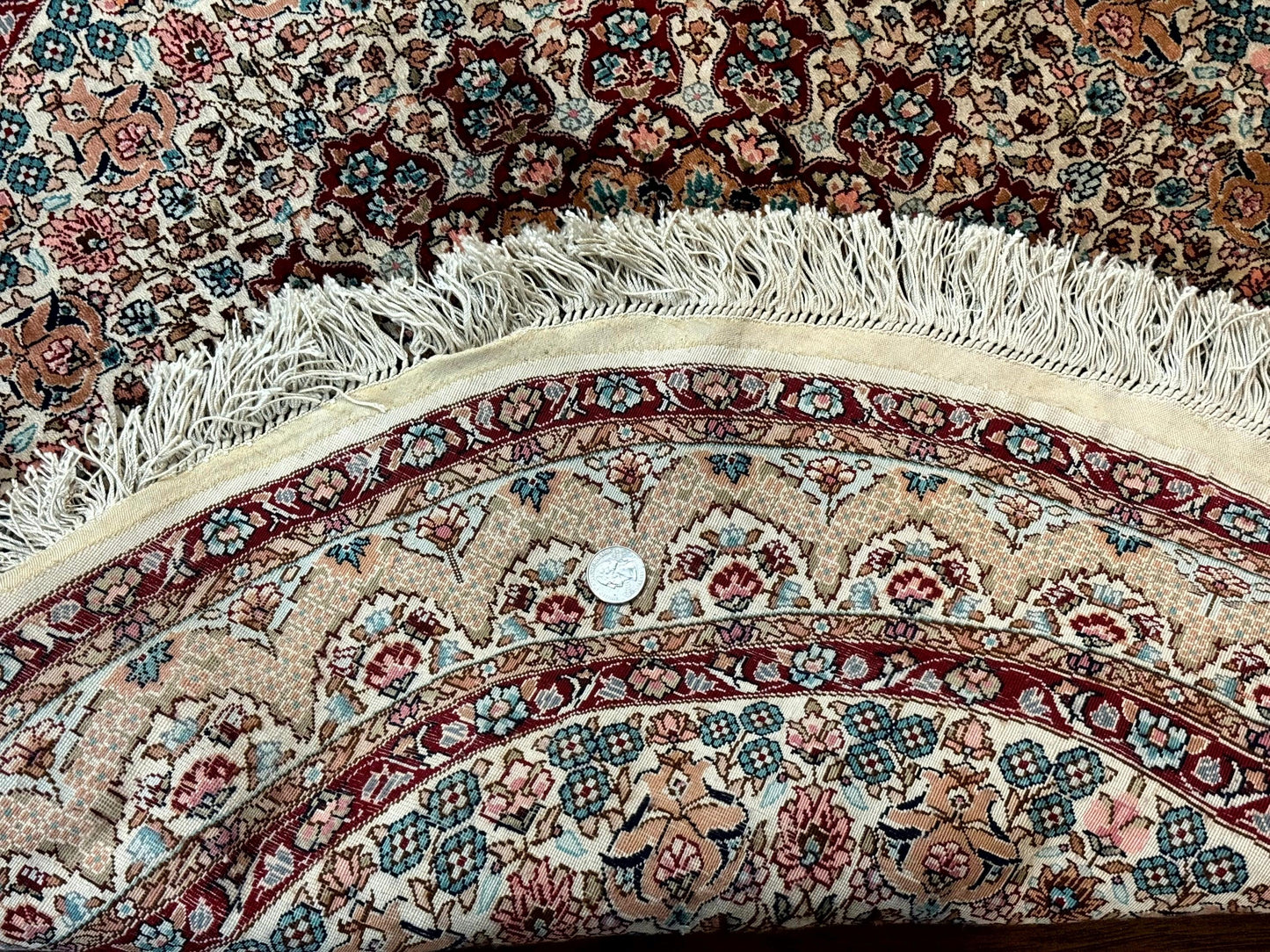 Round Silk Rug 3x3 Handmade Sino Persian Silk On Silk Carpet