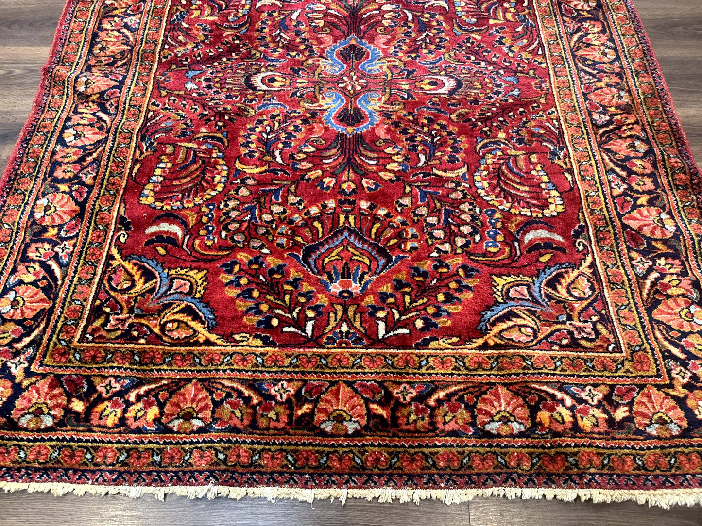 Persian Lilihan Rug 5x6 Red Floral Antique Persian Carpet