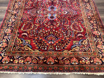 Persian Lilihan Rug 5x6 Red Floral Antique Persian Carpet