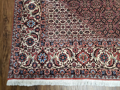 Persian Bijar Rug 8x11 With Herati Mahi Pattern Handwoven Wool