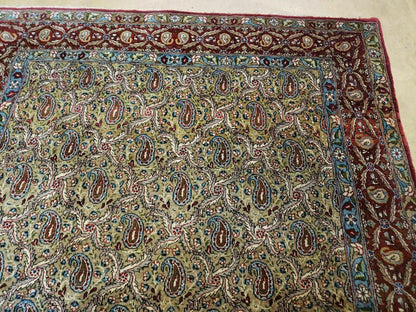Hand Knotted Turkish Wool Rug Vintage 1960s One Of A Kind Paisley Boteh Design