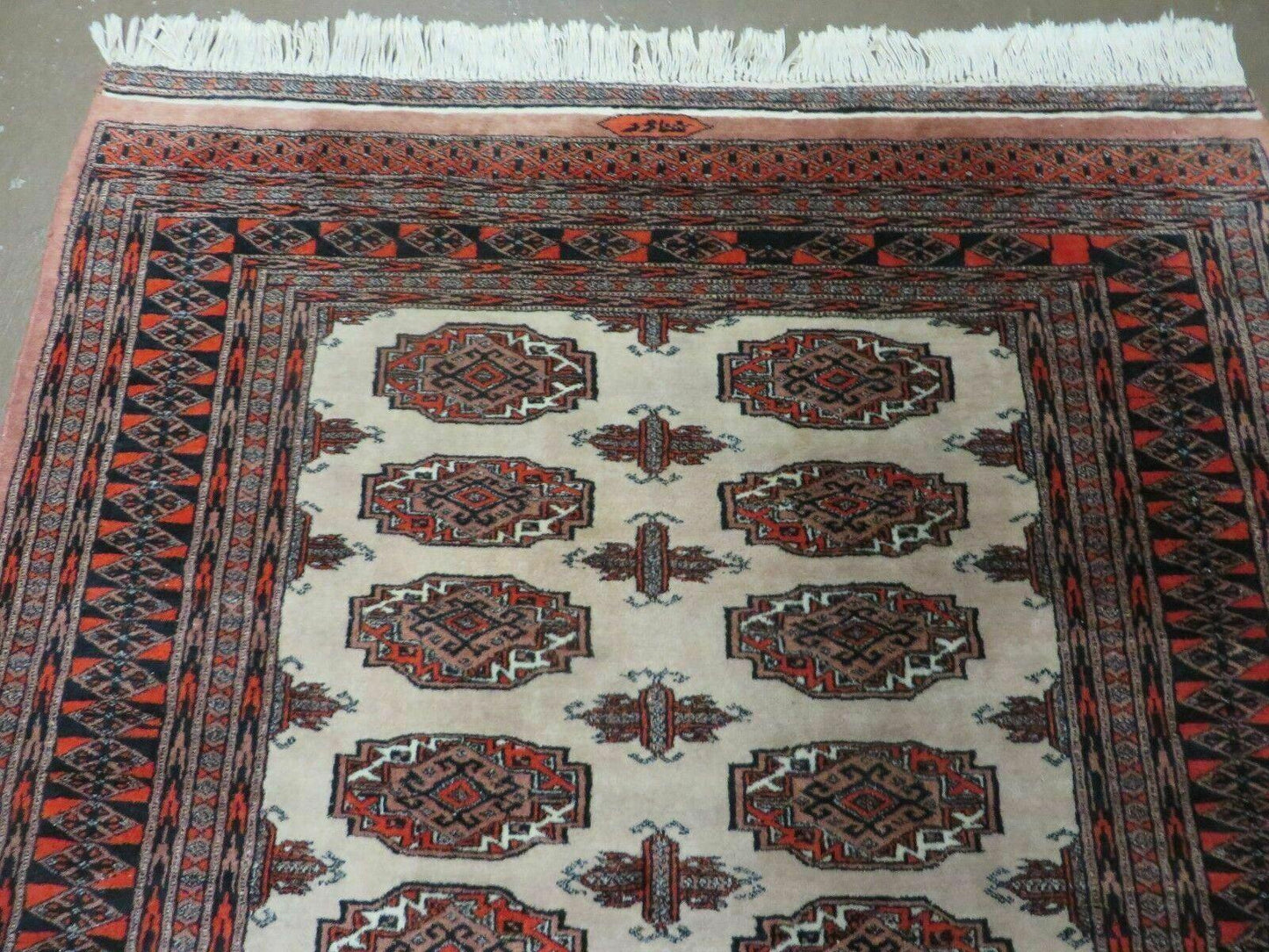 Bokhara Turkoman Rug Vintage Handmade Wool 4x6 Pakistan Carpet