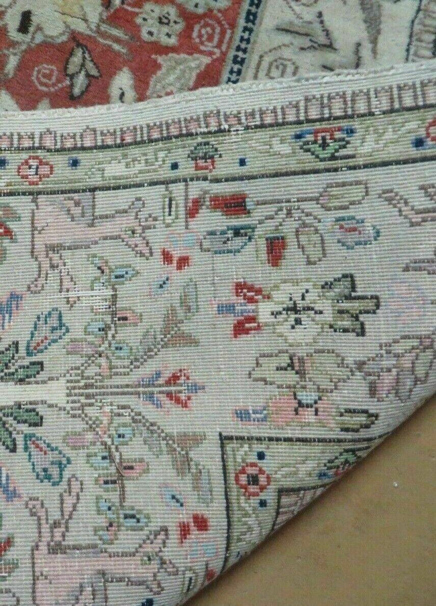 Vintage Indian Wool Rug Hunting Birds And Deer Oriental Floral Design 6 By 9