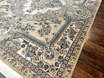 Handmade Persian Rug Wool Vintage Floral Medallion Oriental Carpet 8 By 10.6