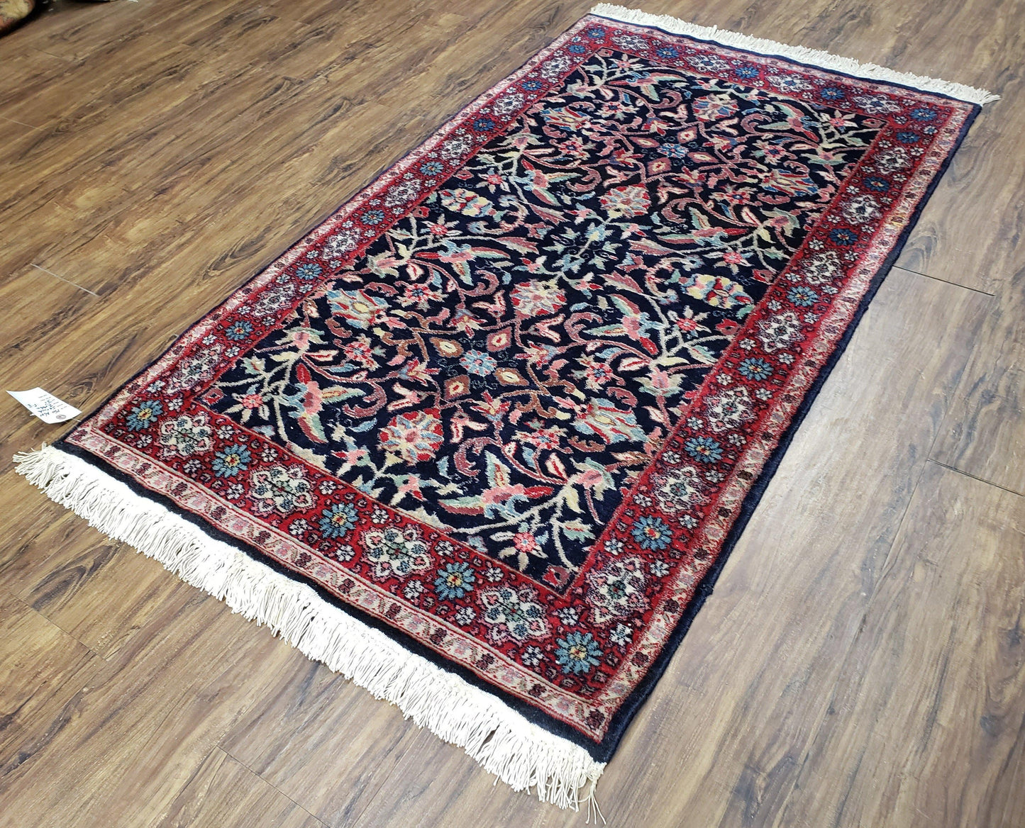 Antique Persian Sarouk, Wool, Hand-Knotted, Blue & Red, 3'1" x 5'3"