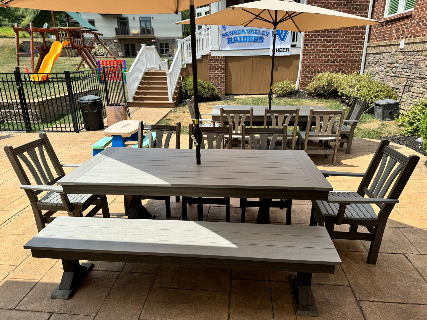 Trestle X Outdoor Bench All Weather HDPE Patio Seating For Outdoors