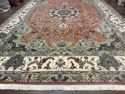 Palace Size Persian Tabriz Rug 12x17, Medallion Carpet, Fine 250 KPSI, Stunning