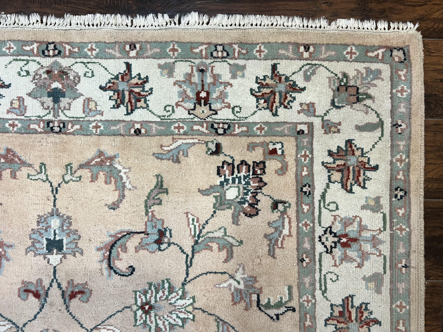 Indo Persian Rug 6x9 Handmade Vintage Wool Carpet With Floral Allover Design